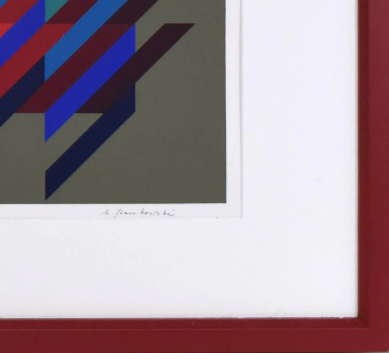 Vintage Geometric Op Art Abstract Serigraph by Anton Stankowski