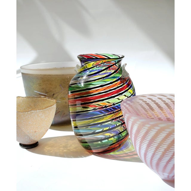 1960s Vintage Fratelli Toso Canne Multicolor Winged Murano Glass