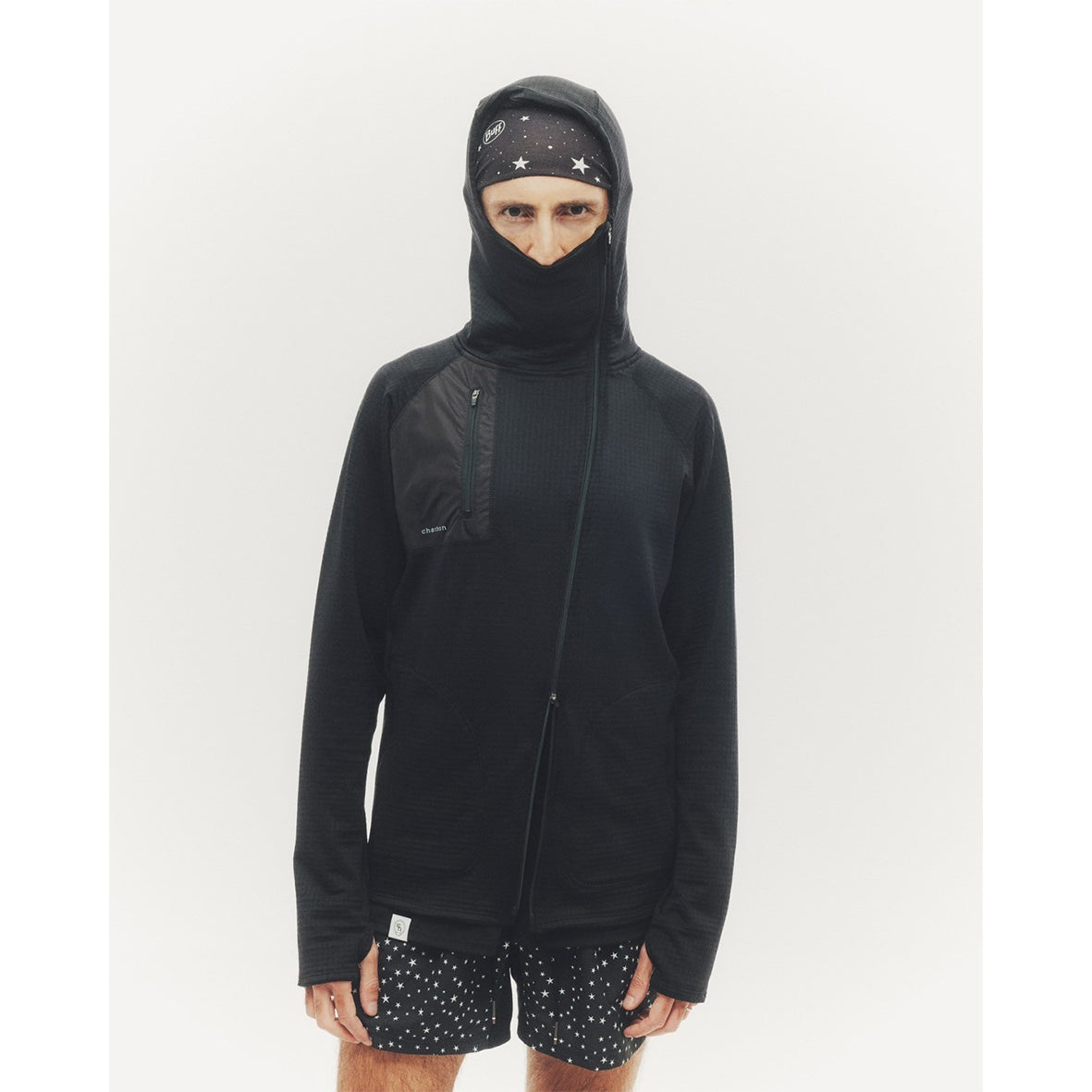 GRID FLEECE ZIP UP HOODIE