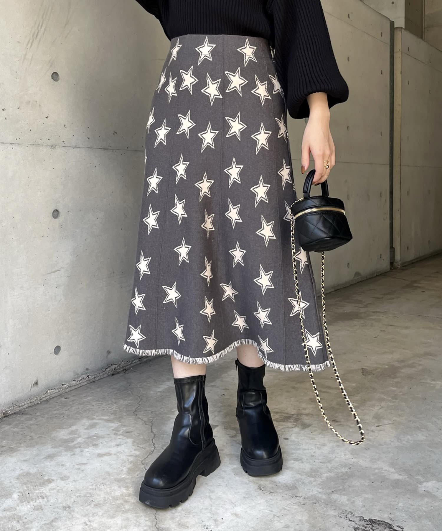 ウエストゴム仕様】星柄ニットスカート | prose verse(プロズヴェール