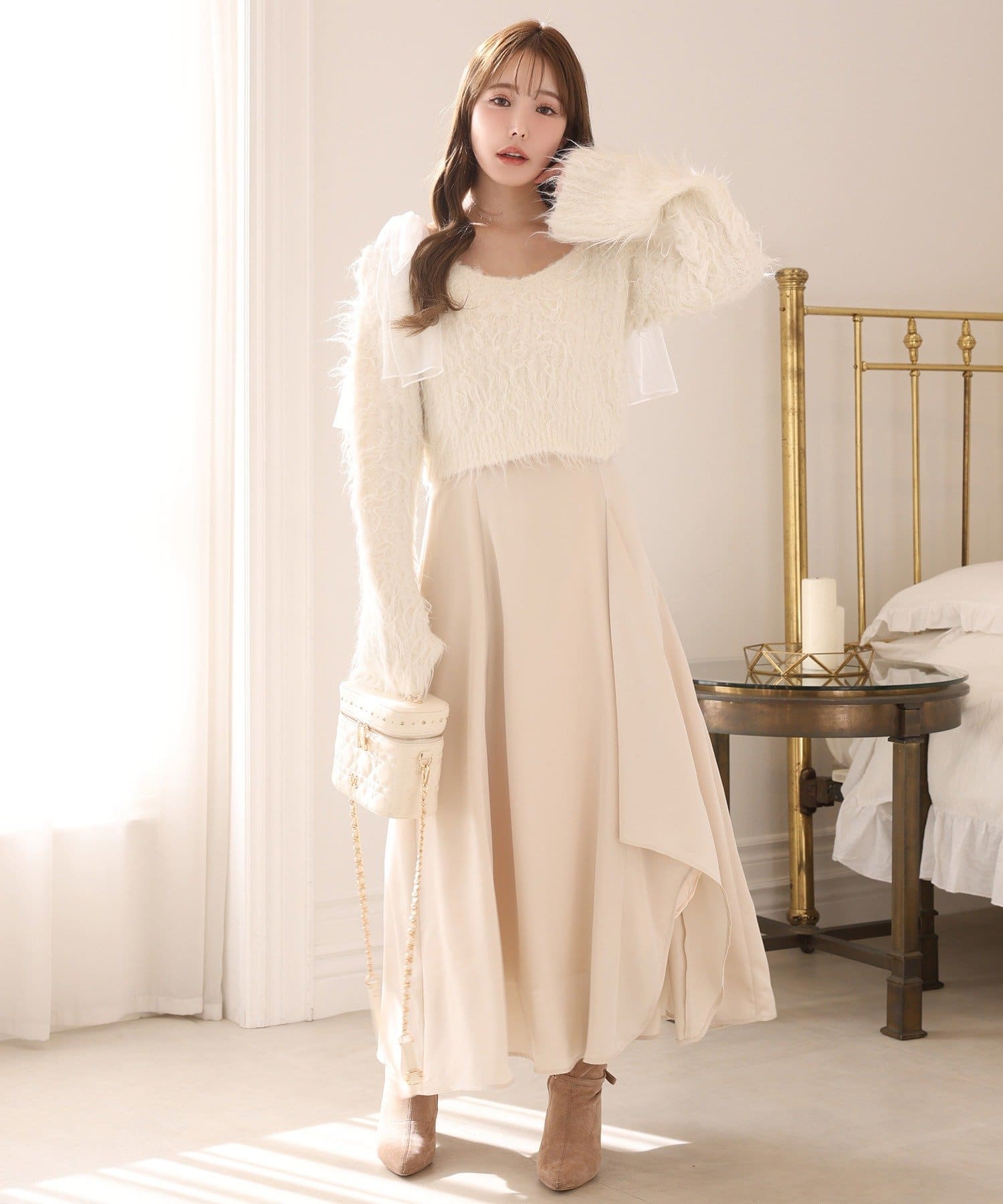 肩リボンニットセットワンピース | one after another NICE CLAUP(ワン