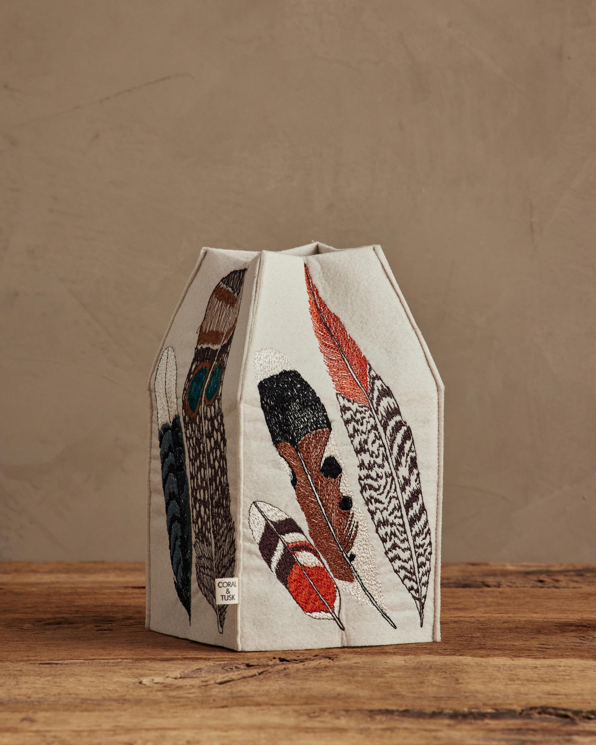 Feathers Tissue Box Cover | Coral & Tusk