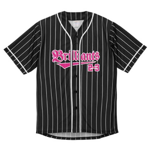 ブラックストライプベースボールシャツ/野球ユニフォーム風クラスT