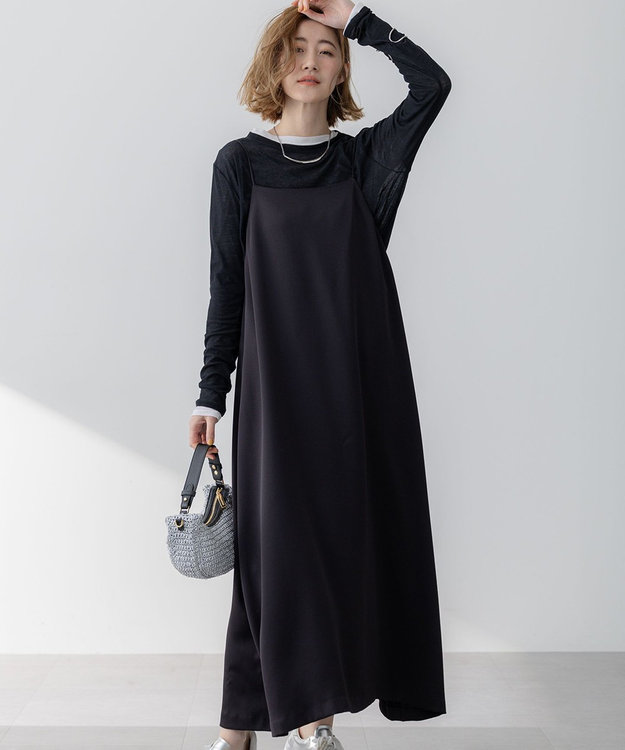 吸水速乾/防シワ/洗える】ジョーゼットサテン キャミソールワンピース