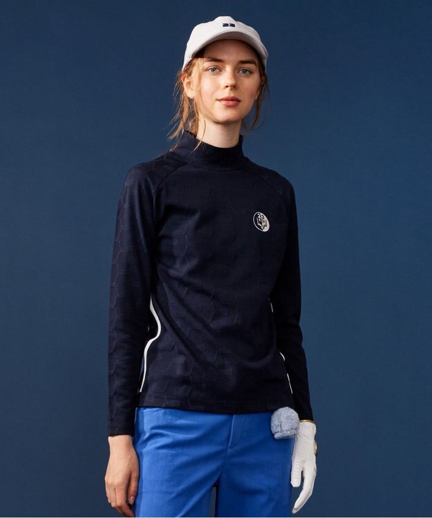 WOMEN】クラブジャガード柄 モックネックシャツ / 23区GOLF