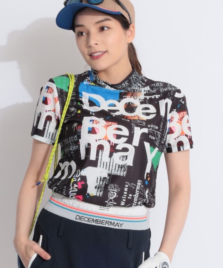 ディセンバーメイ ゴルフウェア カットソー モックネック 手描き風