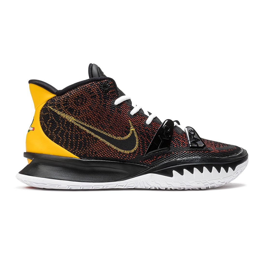 nike men kyrie 7 black university gold team orange white