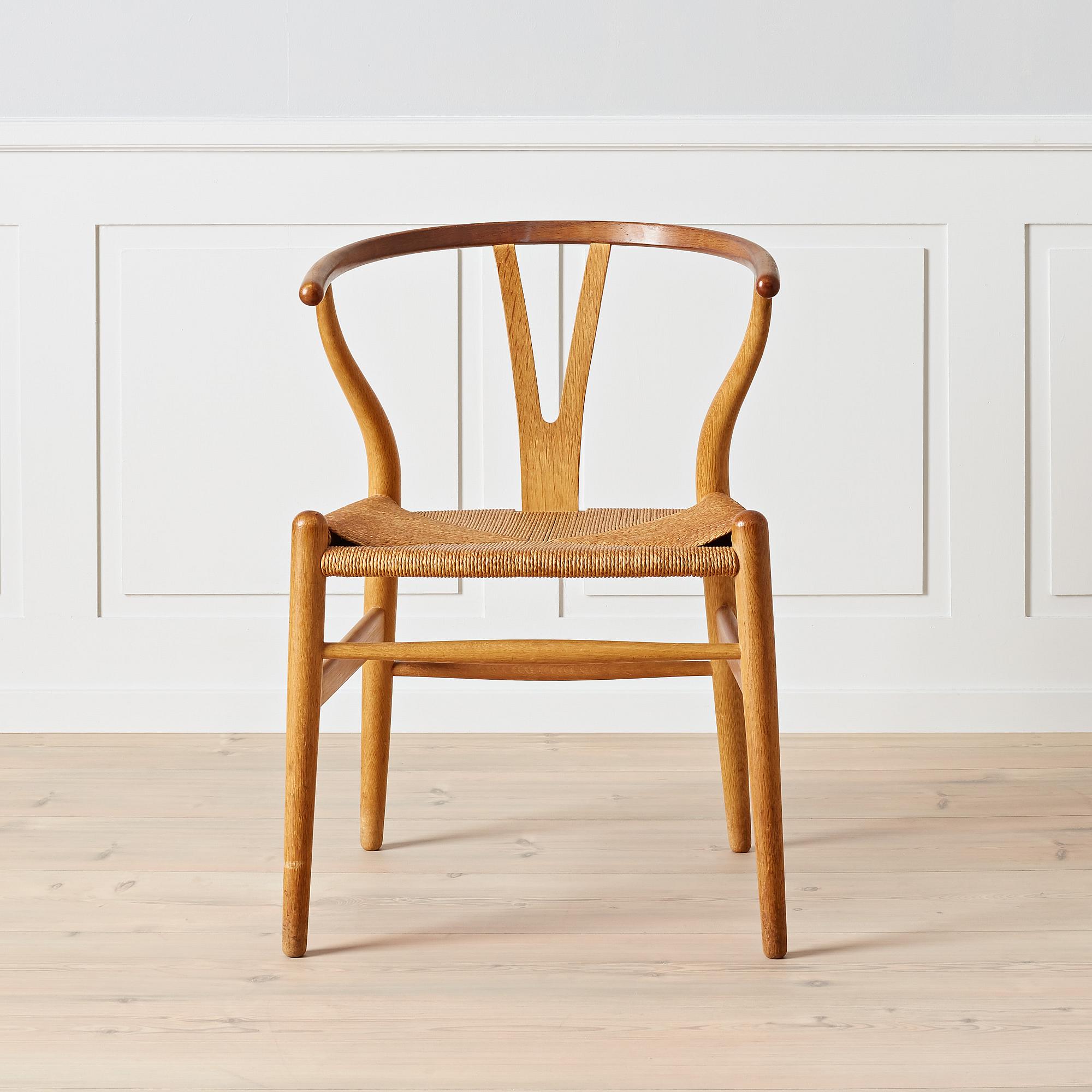 Hans J. Wegner, An early oak and teak 'Wishbone chair' by Carl