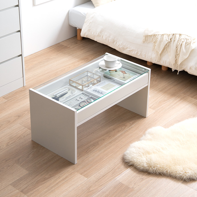 g153017]【幅75cm】Lana ガラス天板センターテーブル ガラステーブル