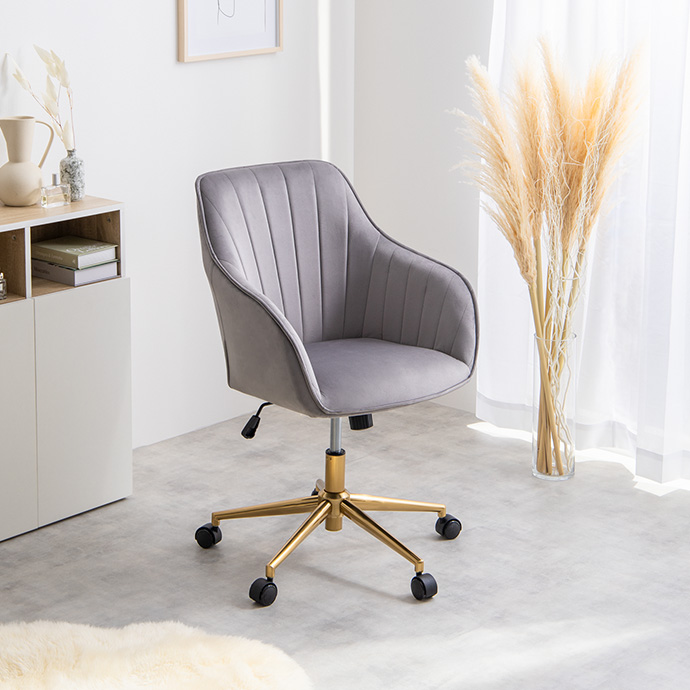 g167002]Maisie ベロアデスクチェア オフィスチェア | 家具