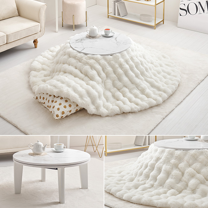 g78626]【円形:天板 68cm】Aina+Luna カジュアルコタツ+こたつ布団