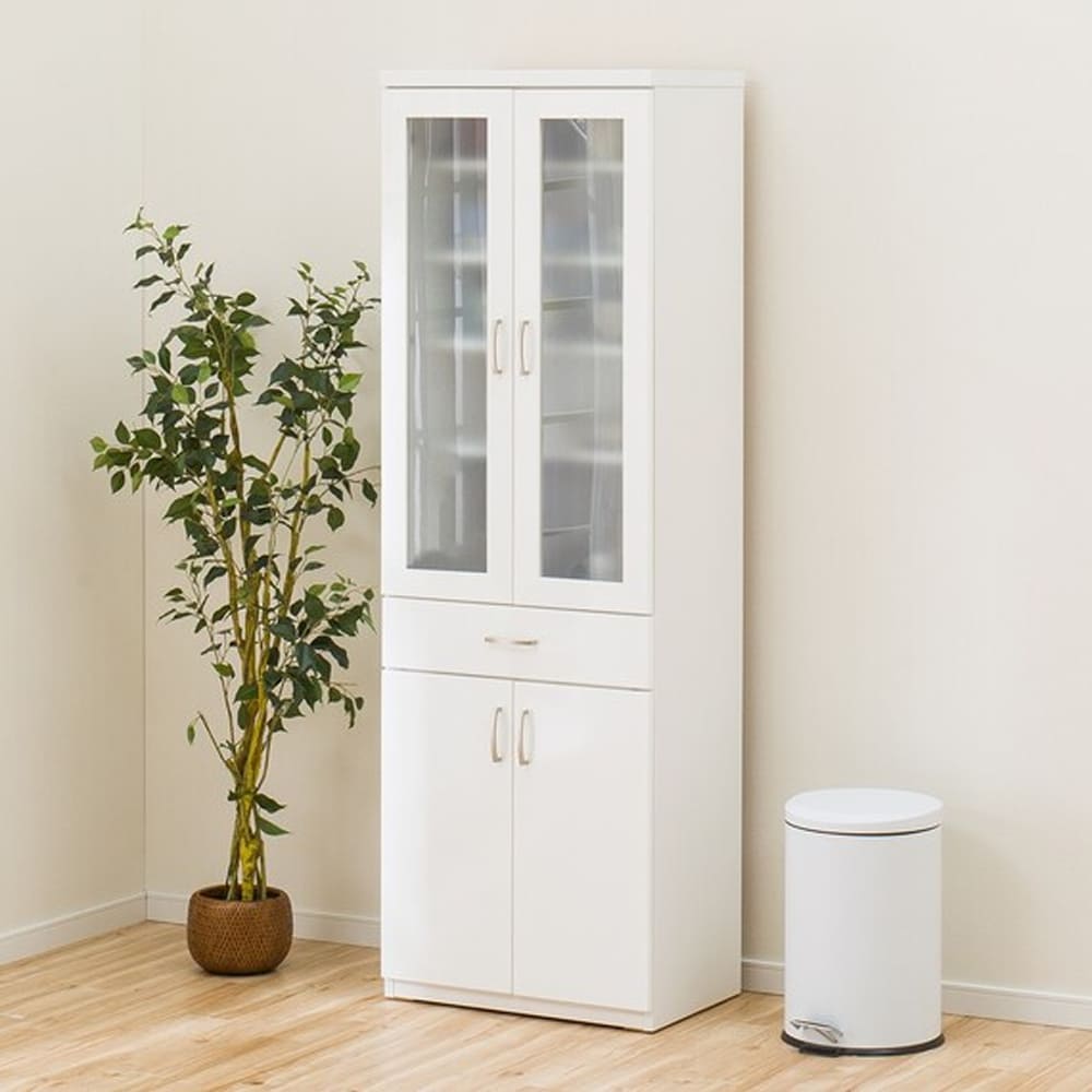 ホワイト木製食器棚 クラシックスタイル Frais(フレ) さわやかなオシャレワイド食器棚 ホワイトオーク FRA