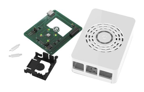 Raspberry Pi 4 用Element14製電源ボタン付きケース 白 — スイッチ