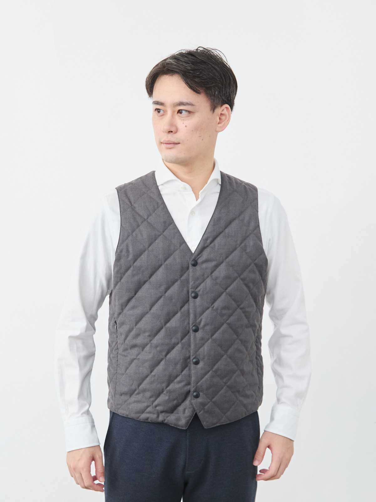 7 Days ダイヤモンドキルティングベスト/ウォッシャブル/グレー