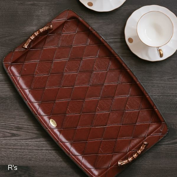 かのぎやまん 合成皮革工芸 レザートレイ 革製角盆 フローレンス