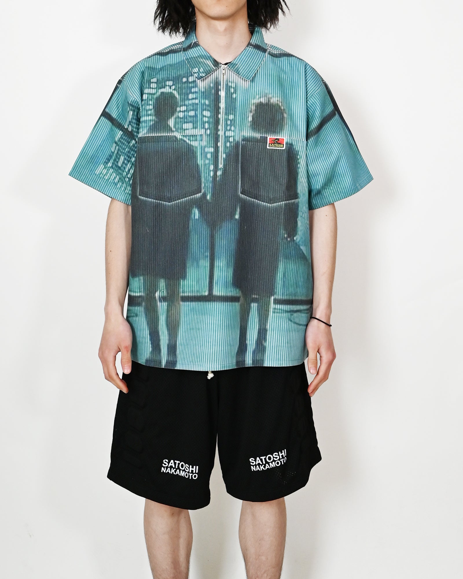 SATOSHI NAKAMOTO (サトシナカモト) WEIRD TIME SHIRT / BLUE/MULTI