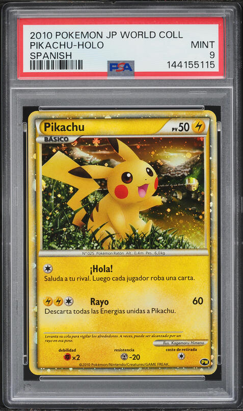 2010 Pokemon Spanish World Collection Holo Pikachu PSA 9 MINT on