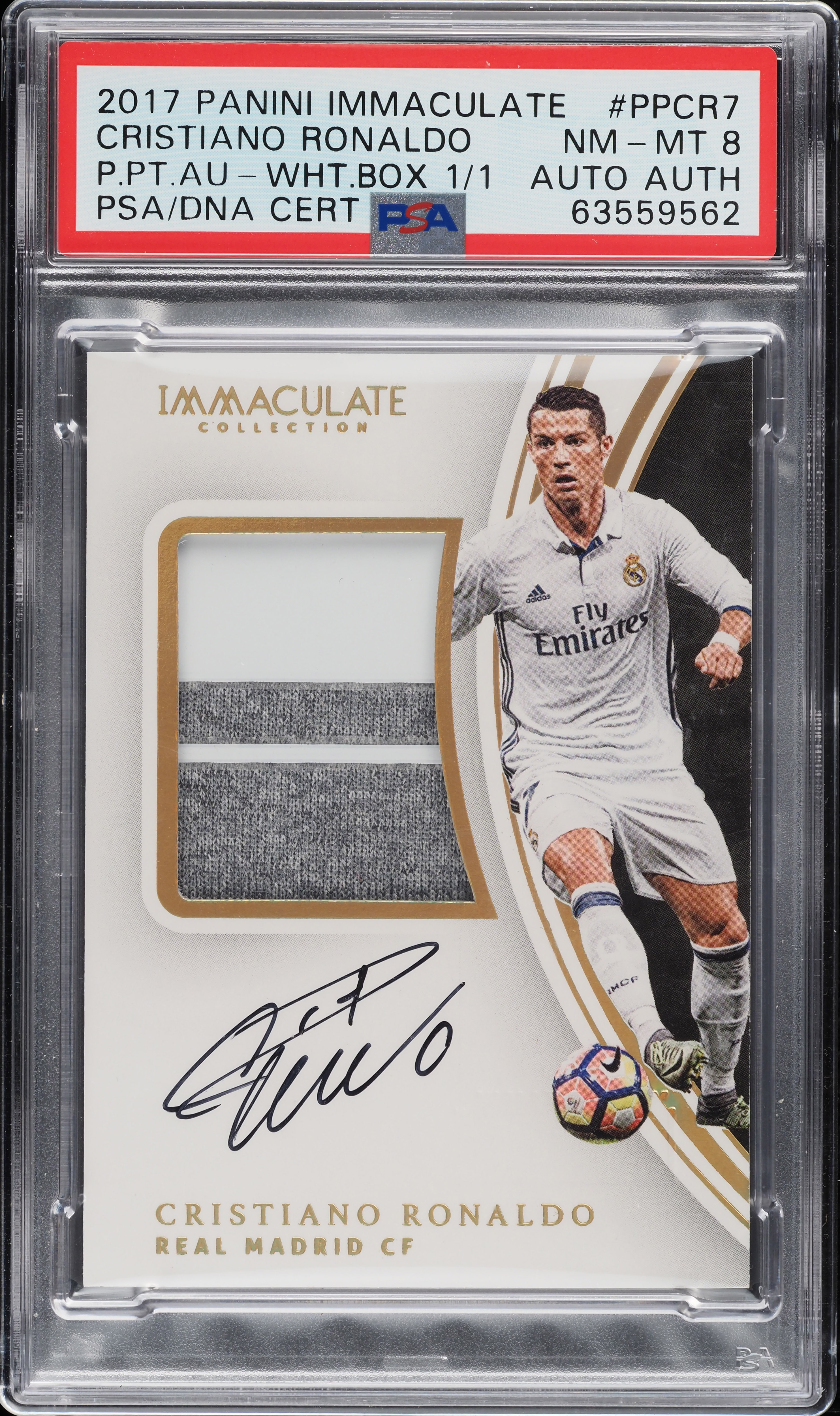2017 Immaculate Soccer White Box Cristiano Ronaldo PATCH AUTO 1/1