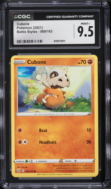 2021 Pokemon Sword & Shield Battle Styles Cubone #69 PSA 9 MINT on