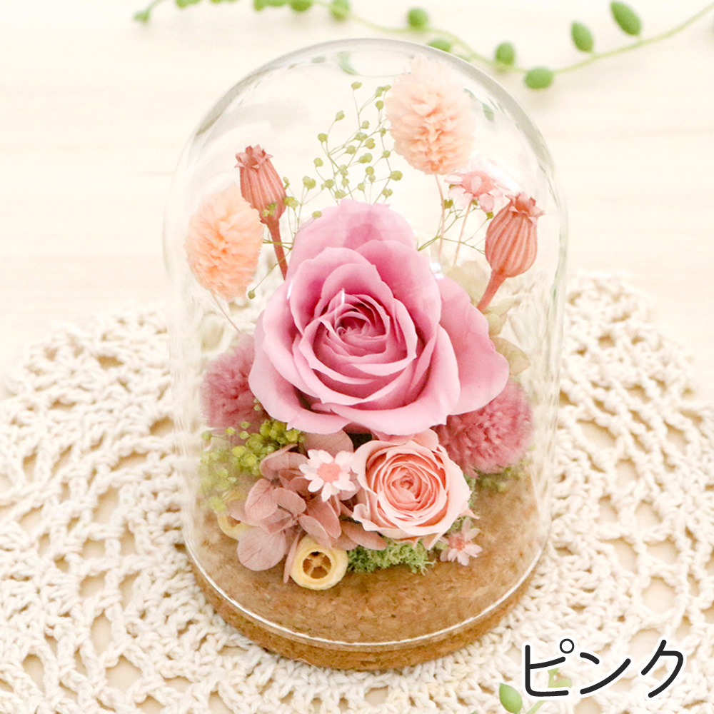 ナチュラルガラスドーム(ピンク/オレンジ/パープル/ホワイト