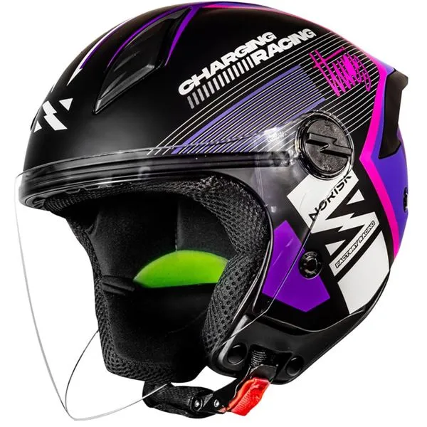 Capacete Norisk Neo Vizion (Aberto) Preto/Roxo - Grid Motors