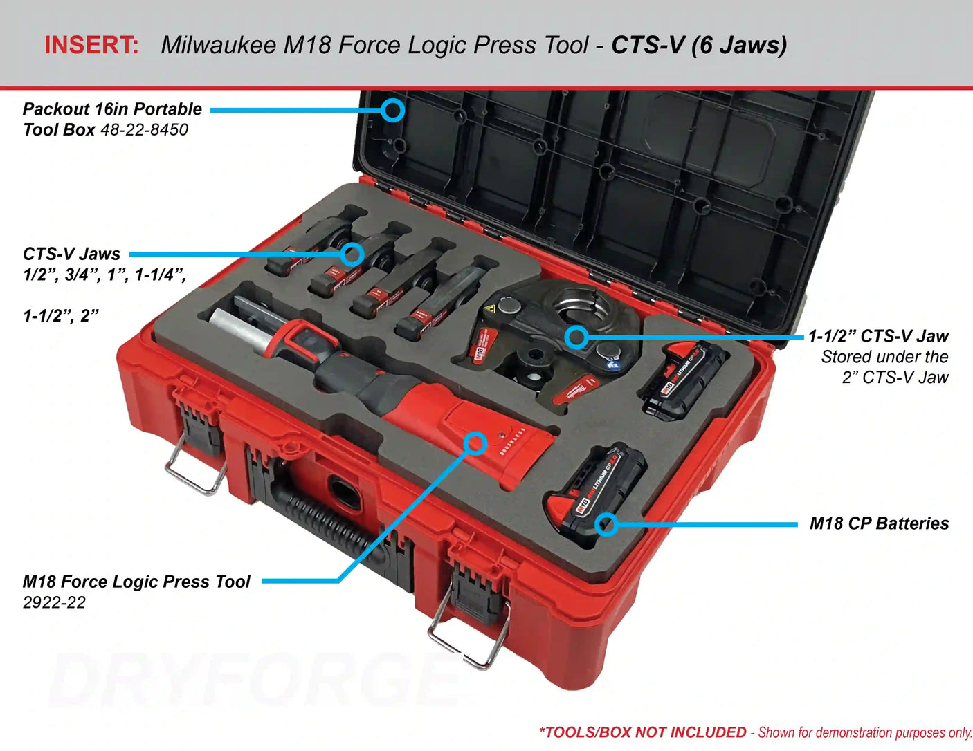 FOAM INSERT to store M18 Force Logic Press Tool in a Packout 16in