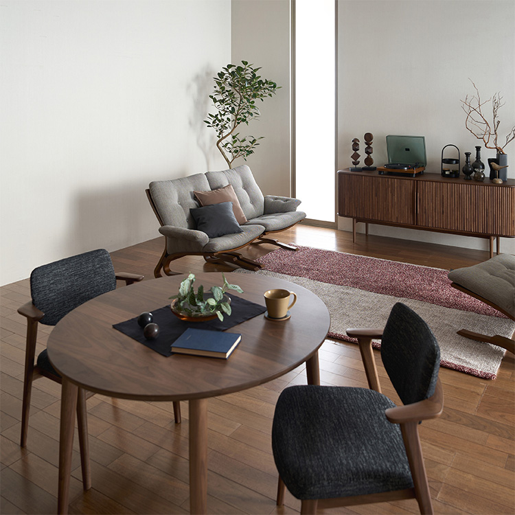 ショートアームチェア CW6851(ハードシート) ブラック ウォールナット