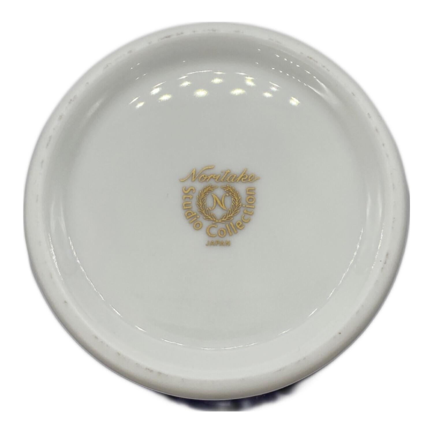 Noritake (ノリタケ) 花瓶 スタジオコレクション 金彩 花柄 紺色