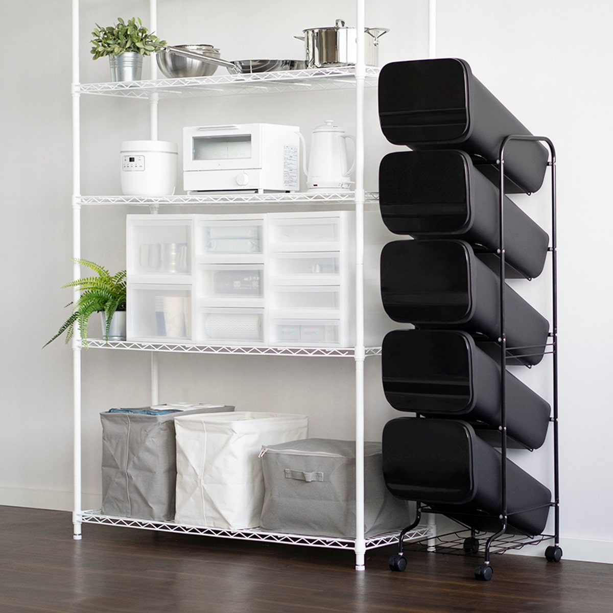 ゴミ箱 5段 Nスムース スタンドダストボックス （ ごみ箱 19L×5 ふた