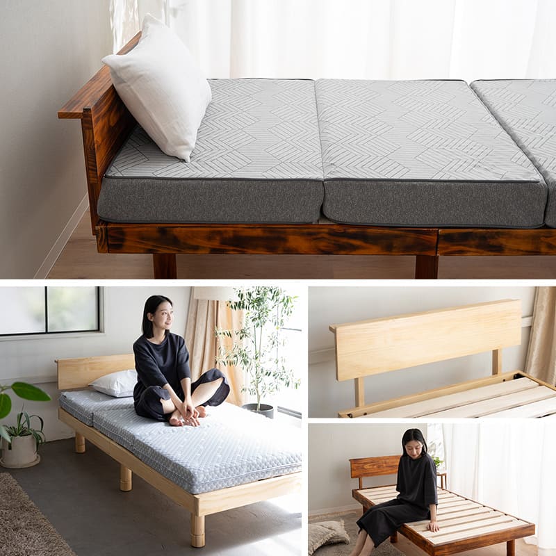 丈夫なすのこベッド シングル 天然木 高さ調節 ベッドフレーム | 寝具