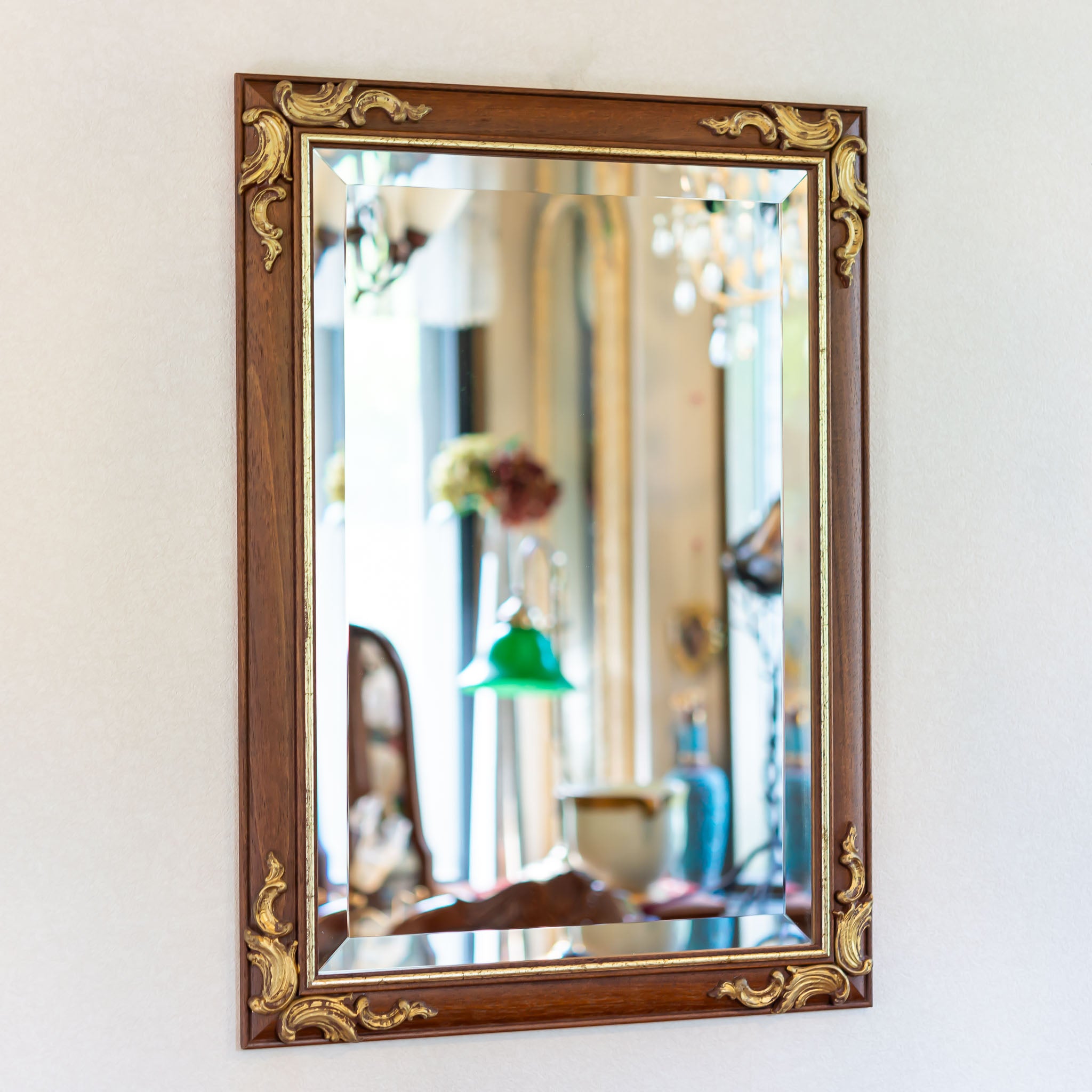 アウトレット】イタリア製 木製 ハンドペイント ウォールミラー 壁掛け