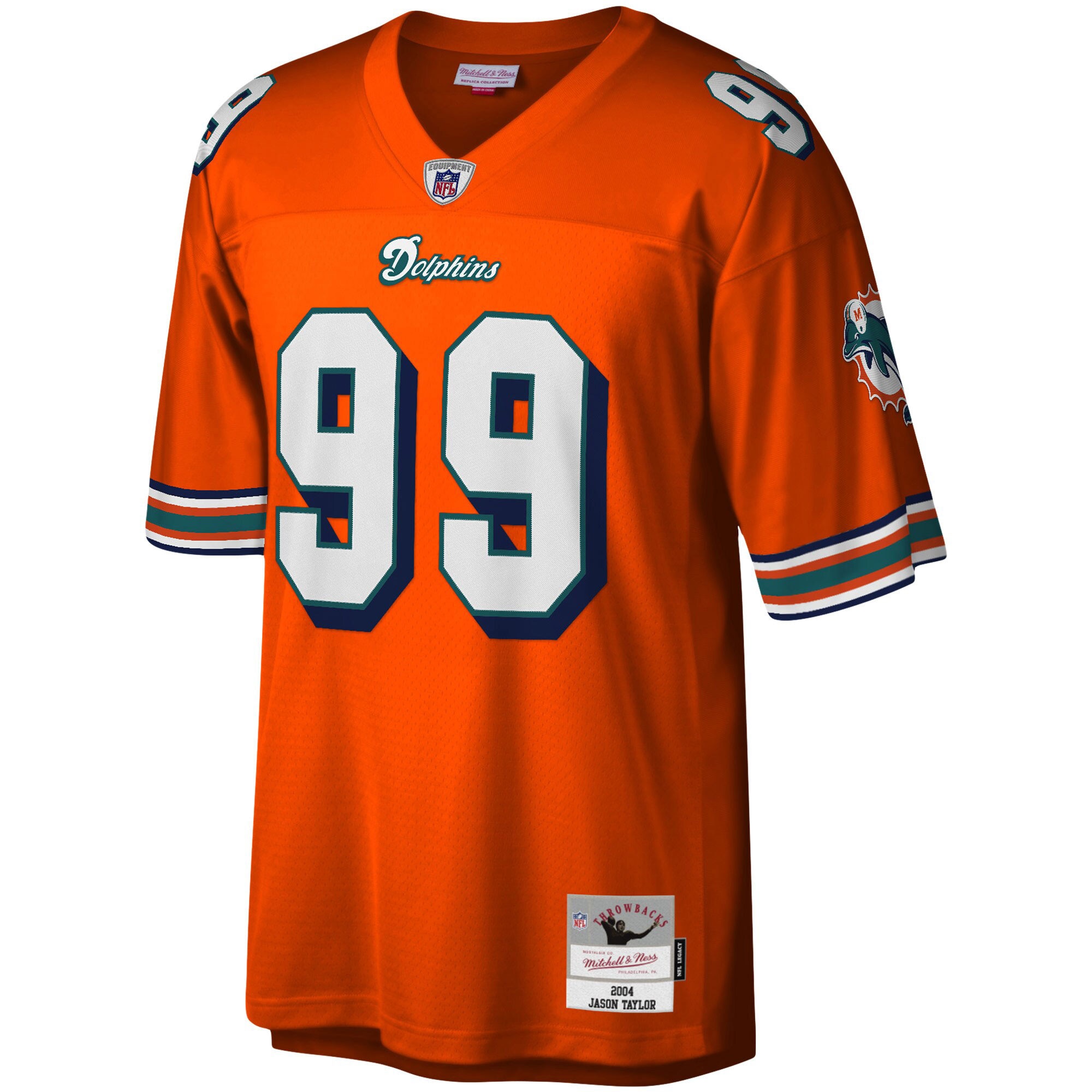 Men's Mitchell & Ness Jason Taylor Orange Miami Dolphins Big