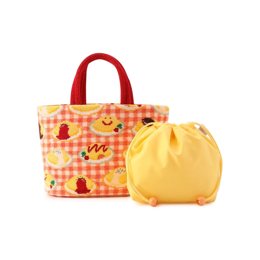 ハッピーオムライス 巾着付きバッグ L/HOR-243073(アプリコット