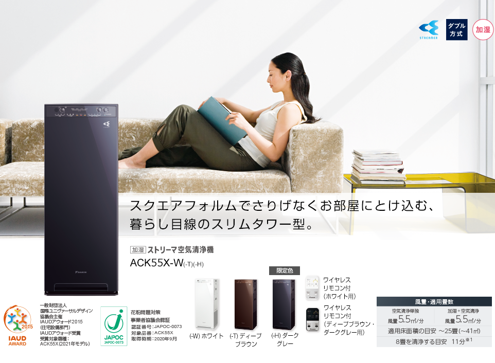 DAIKIN 加湿ストリーマ空気清浄機 ACK55X-W ホワイト - 市之瀬電設
