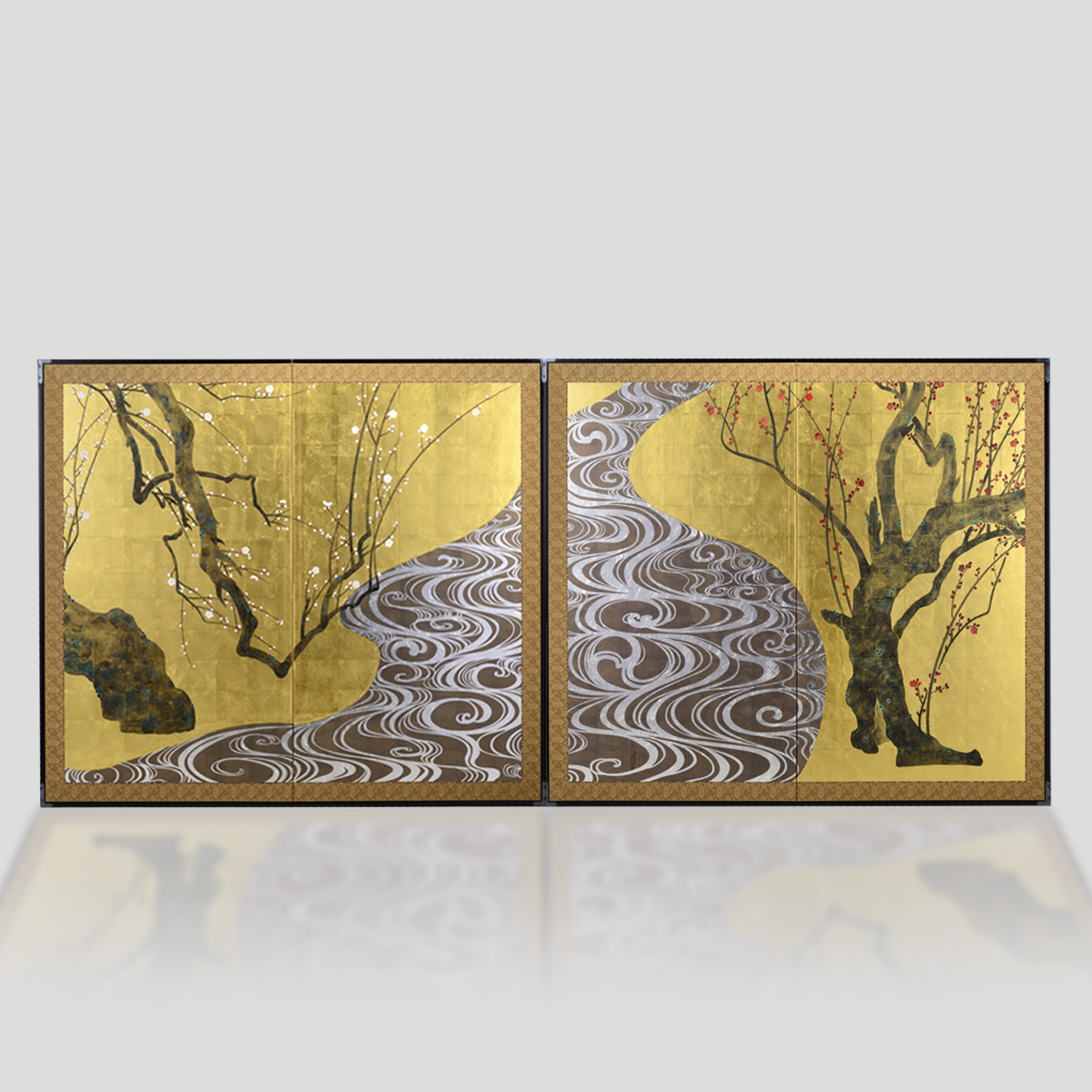 二曲一双屏風 紅白梅図 | HAKUICHI BUSINESS｜日本らしい金箔のお土産