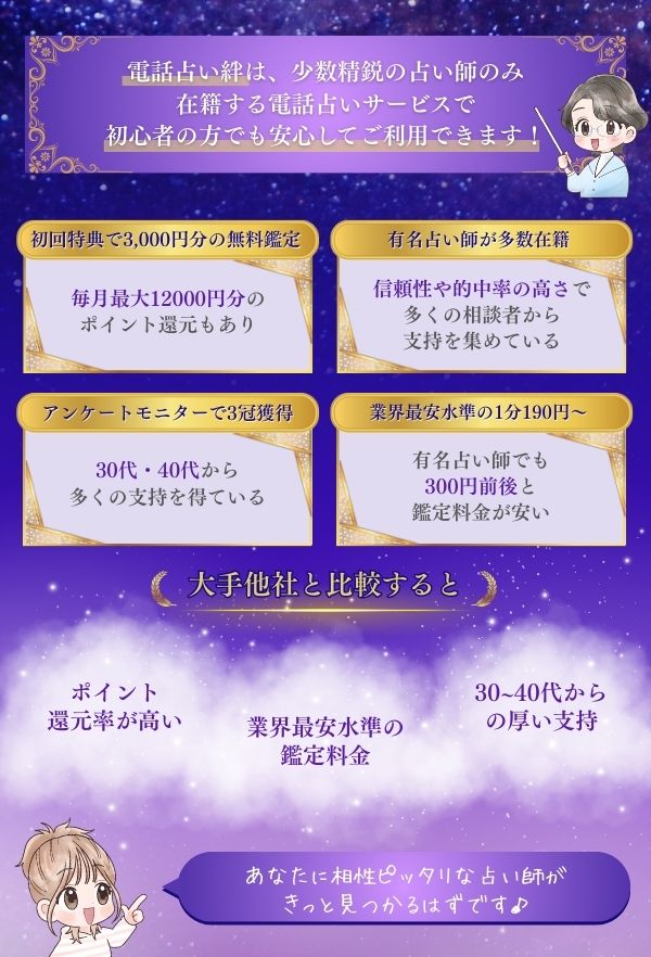 電話占い絆の口コミで当たる先生ランキング12選！無料特典から料金など