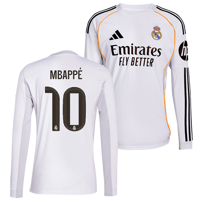 レアルマドリード 25-26 ホーム 長袖 ユニフォーム No.10 エムバペ