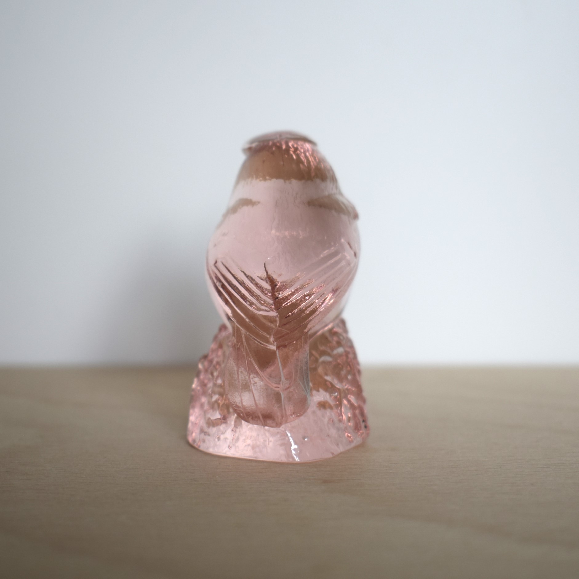 ピンクの小鳥のオブジェ / クリスタルガラス / Kosta Boda・コスタボダ