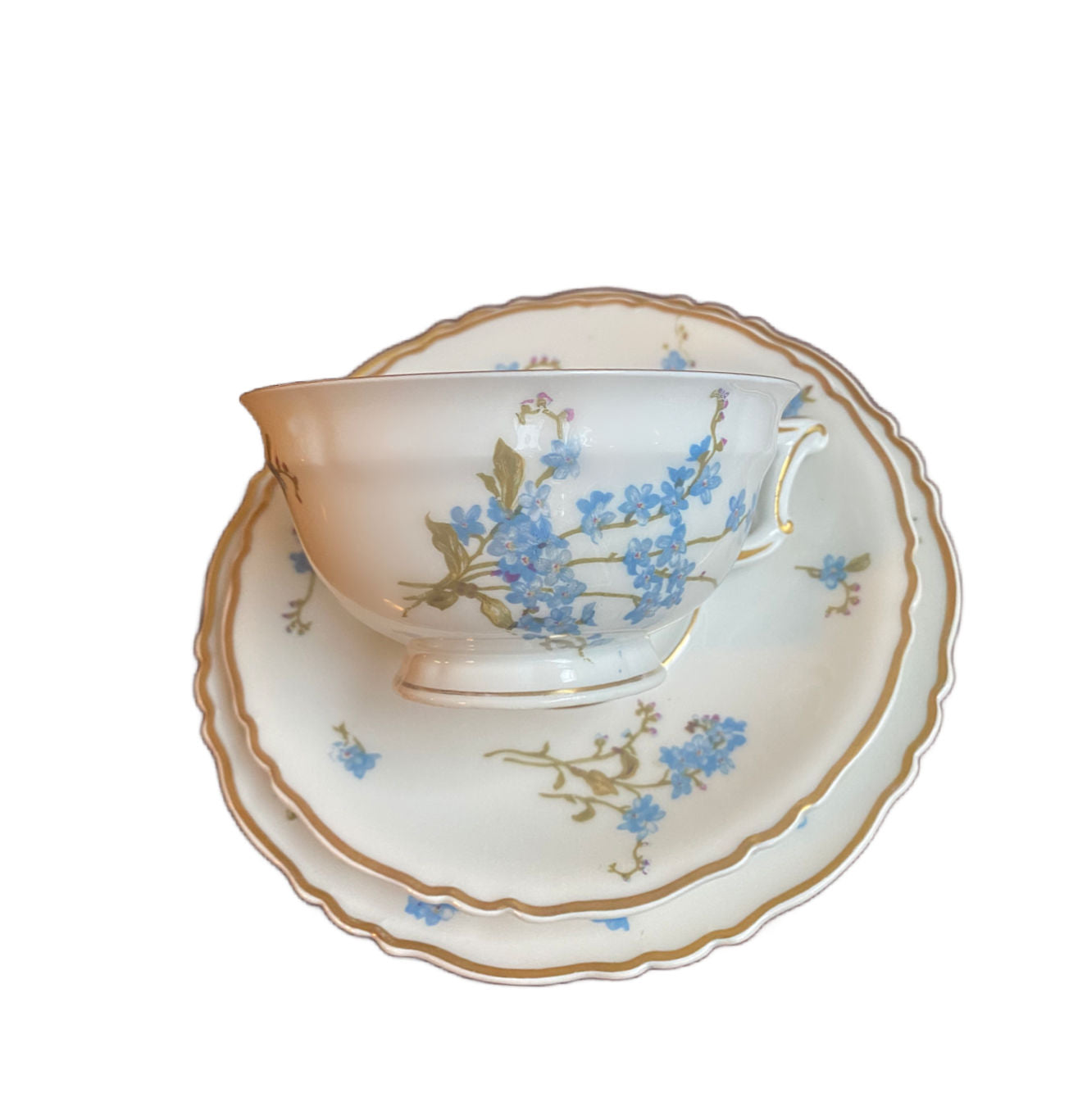 Haviland Limoges “Montméry” Forget-Me-Not Porcelain Tea Trio