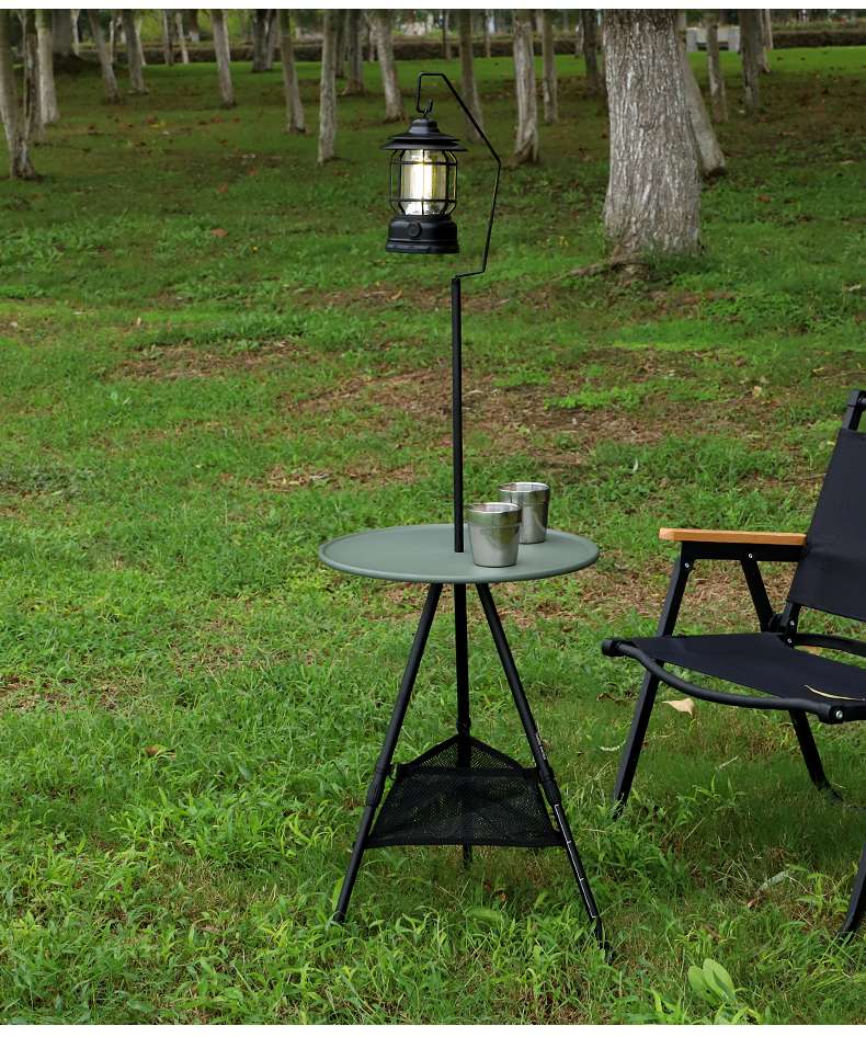 アウトドアソロテーブル 三脚型サイドテーブル 二段セット サイド