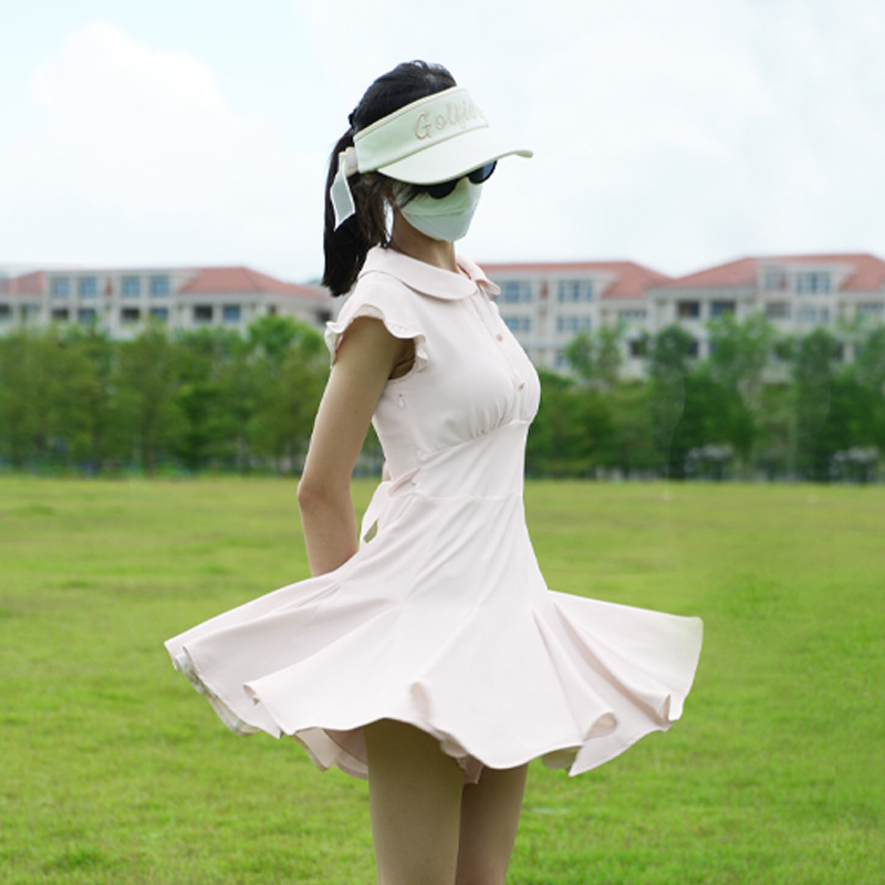 ゴルフウェア レディース フリル袖フレアゴルフワンピース ワンピース