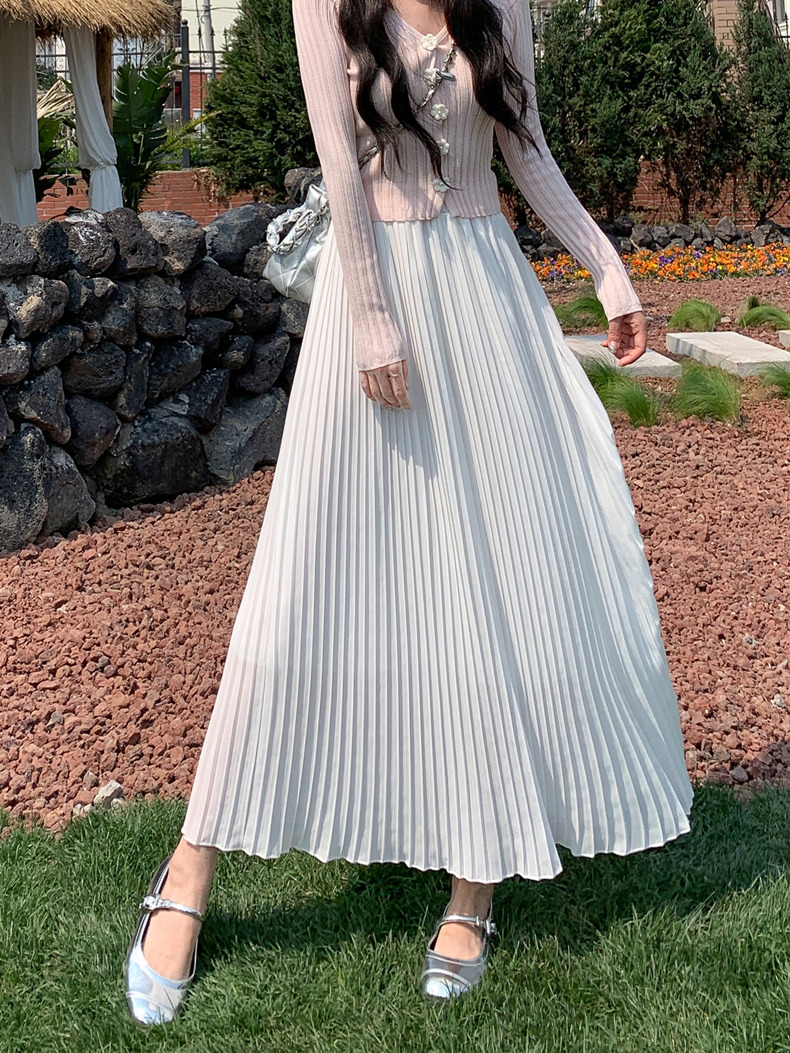 プリーツスカート ときめきシフォンプリーツロングスカート ロング