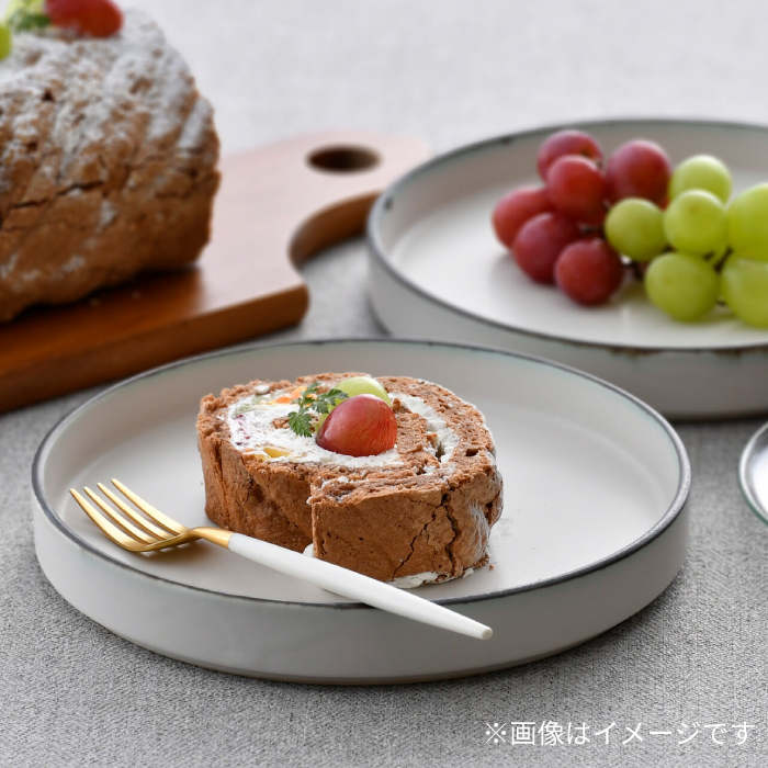 波佐見焼】スタックプレート 19cm 渕錆ホワイト 2枚セット【長十郎窯