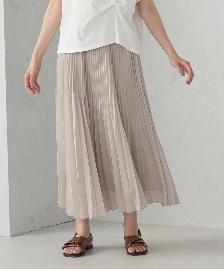 シフォンジョーゼット アシンメトリープリーツ スカート（38-50FM50