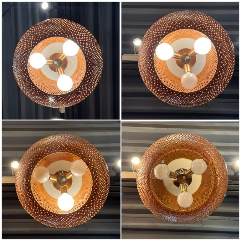 yamagiwa/ヤマギワ 竹のあかり ペンダントライト 照明 3灯 半月型 竹製