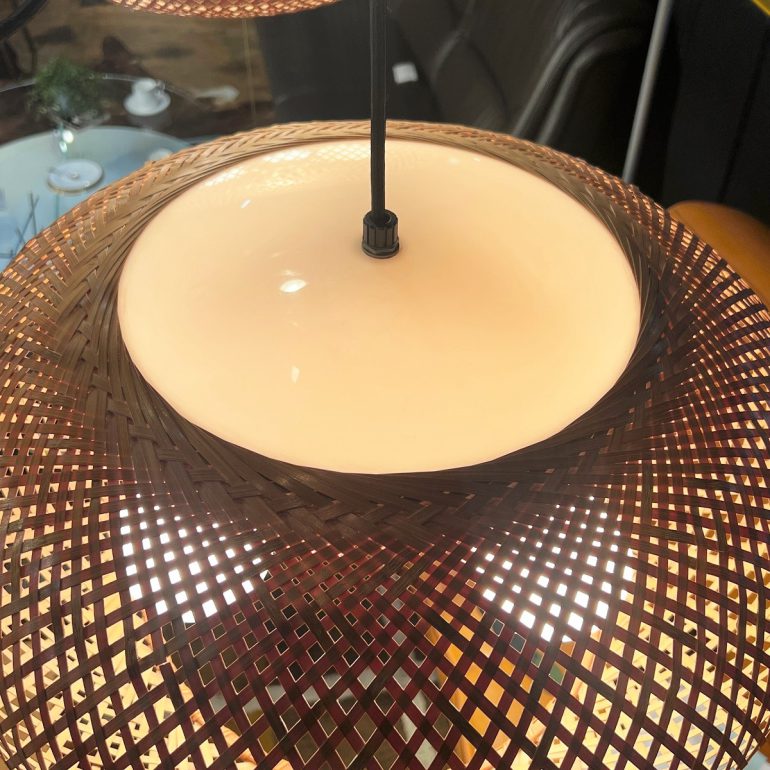 yamagiwa/ヤマギワ 竹のあかり ペンダントライト 照明 3灯 半月型 竹製