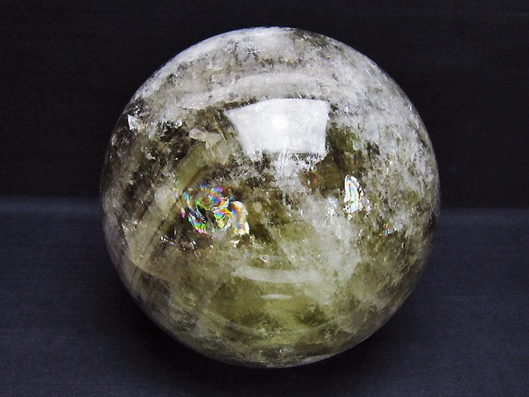 4.8Kgパワーストーン 天然石 虹入りシトリン水晶ファントム丸玉 155mm