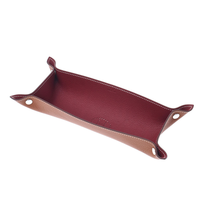 エルメス小物入れ トレイ バイカラー 赤/茶 シルバー金具 Y刻印(2020