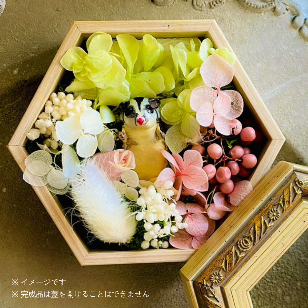 オーダーメイド・うちの子とプリザーブドフラワーのフラワーボックス