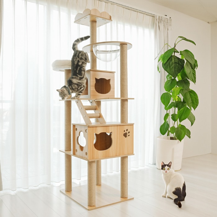 Wanyanya わにゃにゃ キャットタワー 木登りアスレチックタワー ハイ